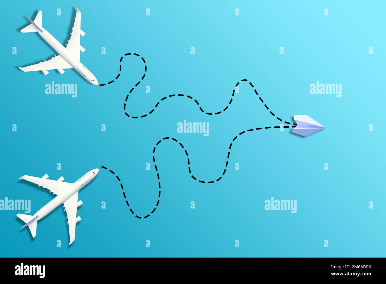 3d le passage d'un avion de jouet à un avion de papier Banque D'Images