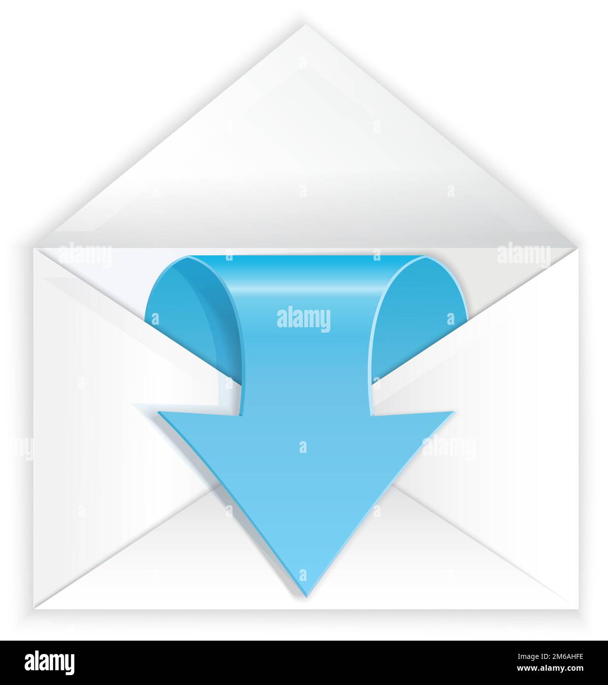Enveloppe blanche avec flèche bleue Banque D'Images