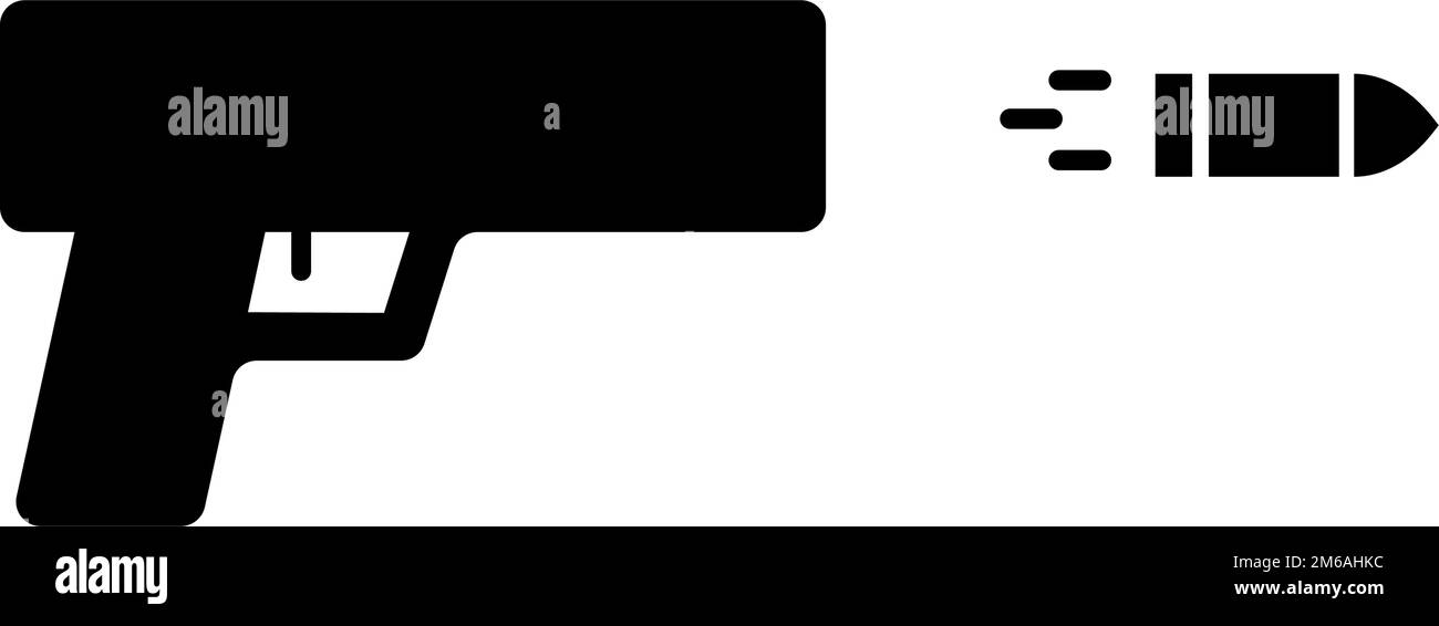 Icône de silhouette de pistolet et de balle. Coups de feu. Vecteur modifiable. Illustration de Vecteur
