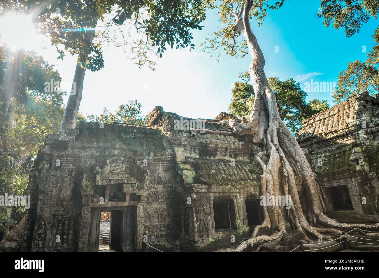 Bouddhiste antique temple Khmer à Angkor Wat, Siem Reap Cambodge complexe Banque D'Images