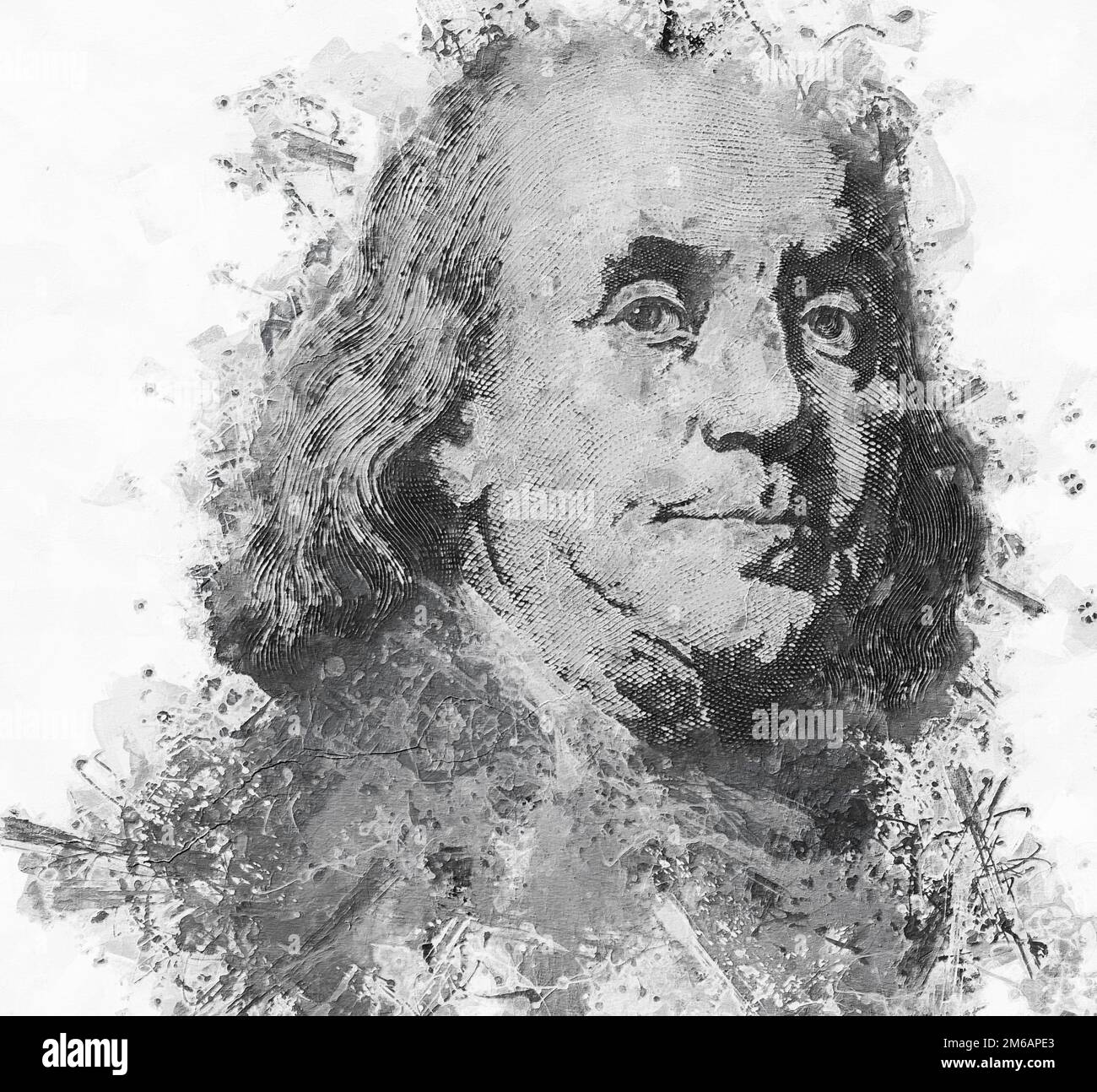 Peindre Benjamin Franklin face sur nous une facture de cent dollars ma Banque D'Images