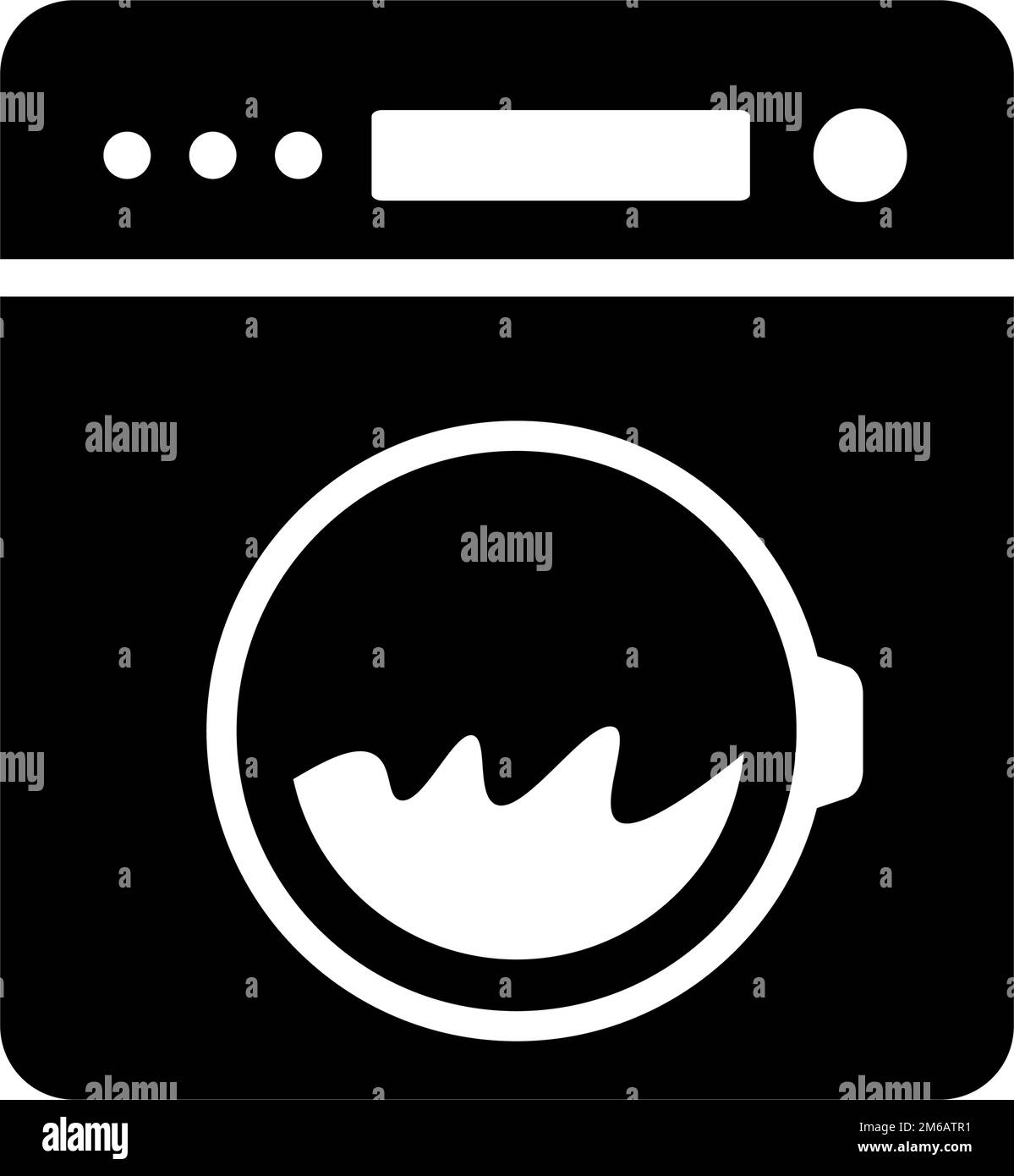 Lave-linge en fonctionnement. Agitation de l'eau. Vecteur modifiable. Illustration de Vecteur