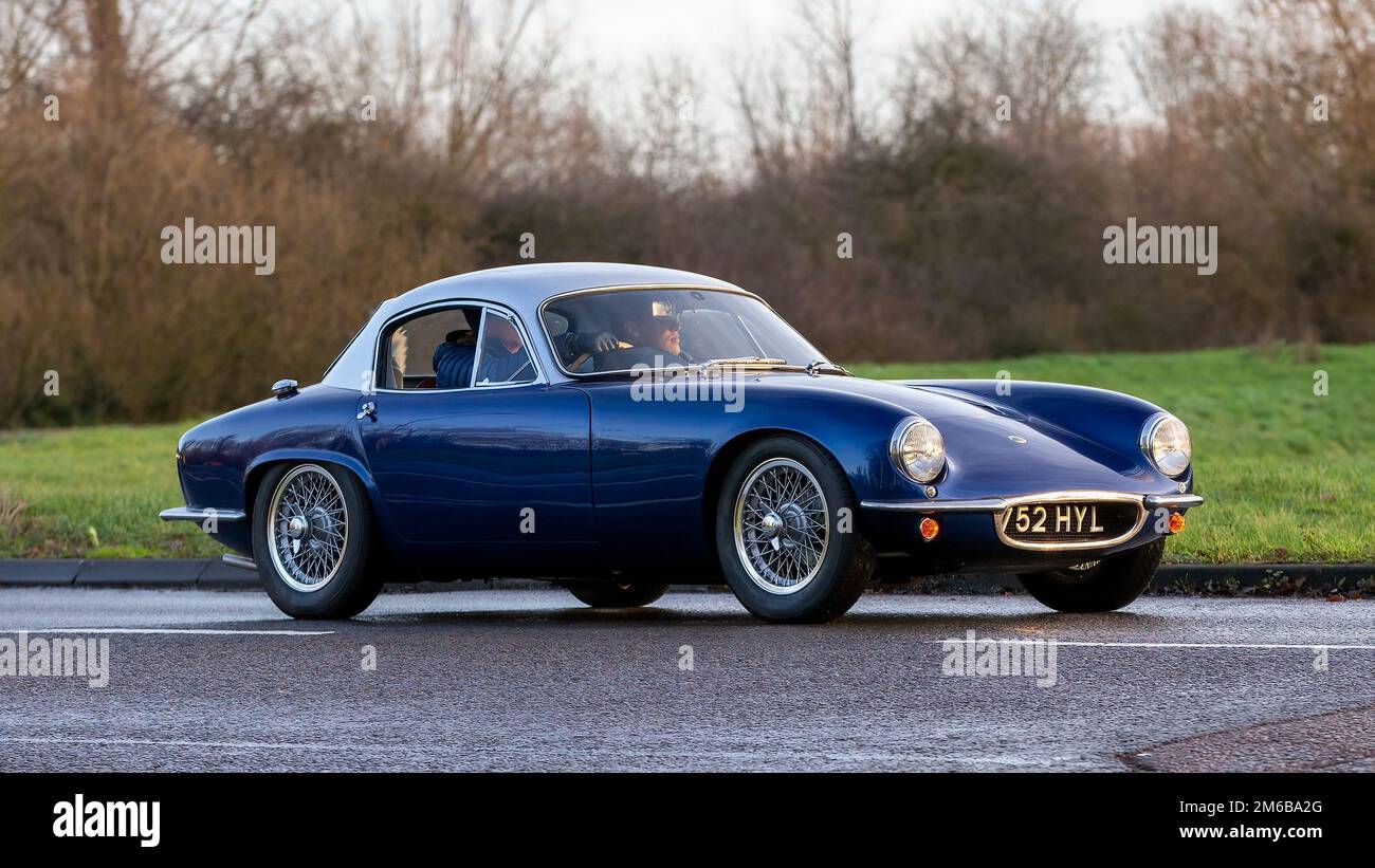 Blue 1963 Lotus Super 95 Elite Classic voiture de sport Banque D'Images