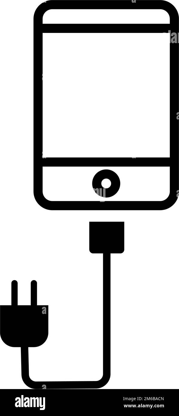 Chargement du smartphone. Téléphone portable et chargeur. Vecteur modifiable. Illustration de Vecteur