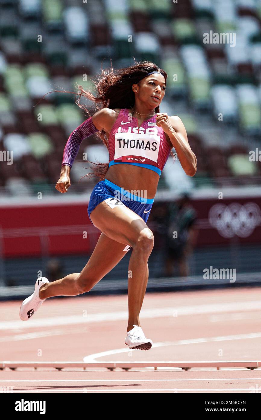 Gabrielle Thomas (Etats-Unis) en compétition dans les 200 mètres féminins aux Jeux Olympiques d'été 2020 (2021), Tokyo, Japon Banque D'Images