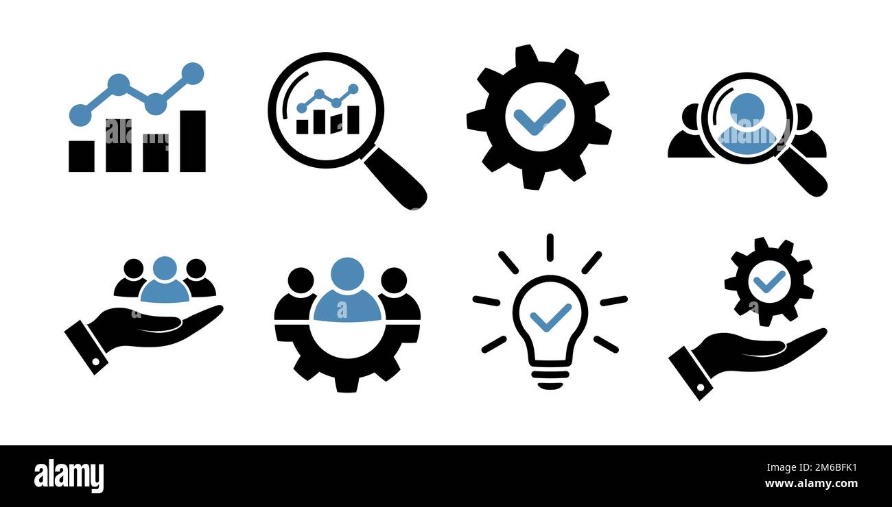 Ensemble d'icônes professionnelles. Symboles d'analyse financière Illustration de Vecteur
