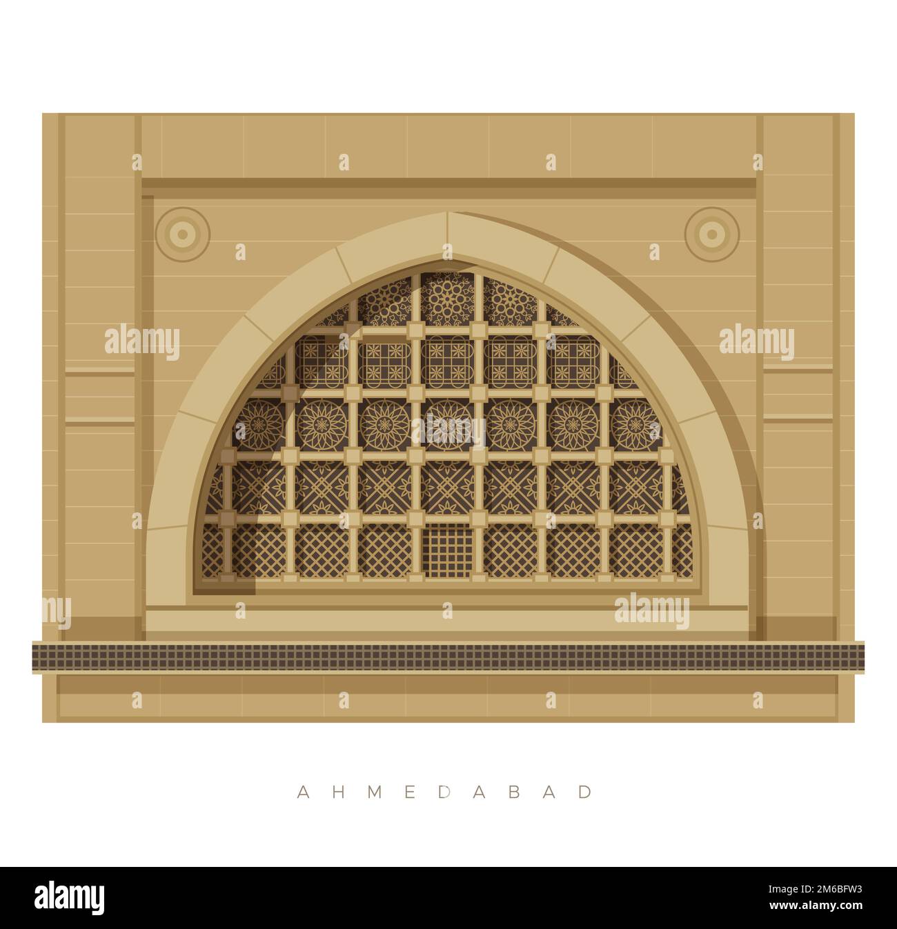 Ville d'Ahmedabad - Mosquée Sidi Saiyed - Jali - Illustration comme fichier EPS 10 Illustration de Vecteur