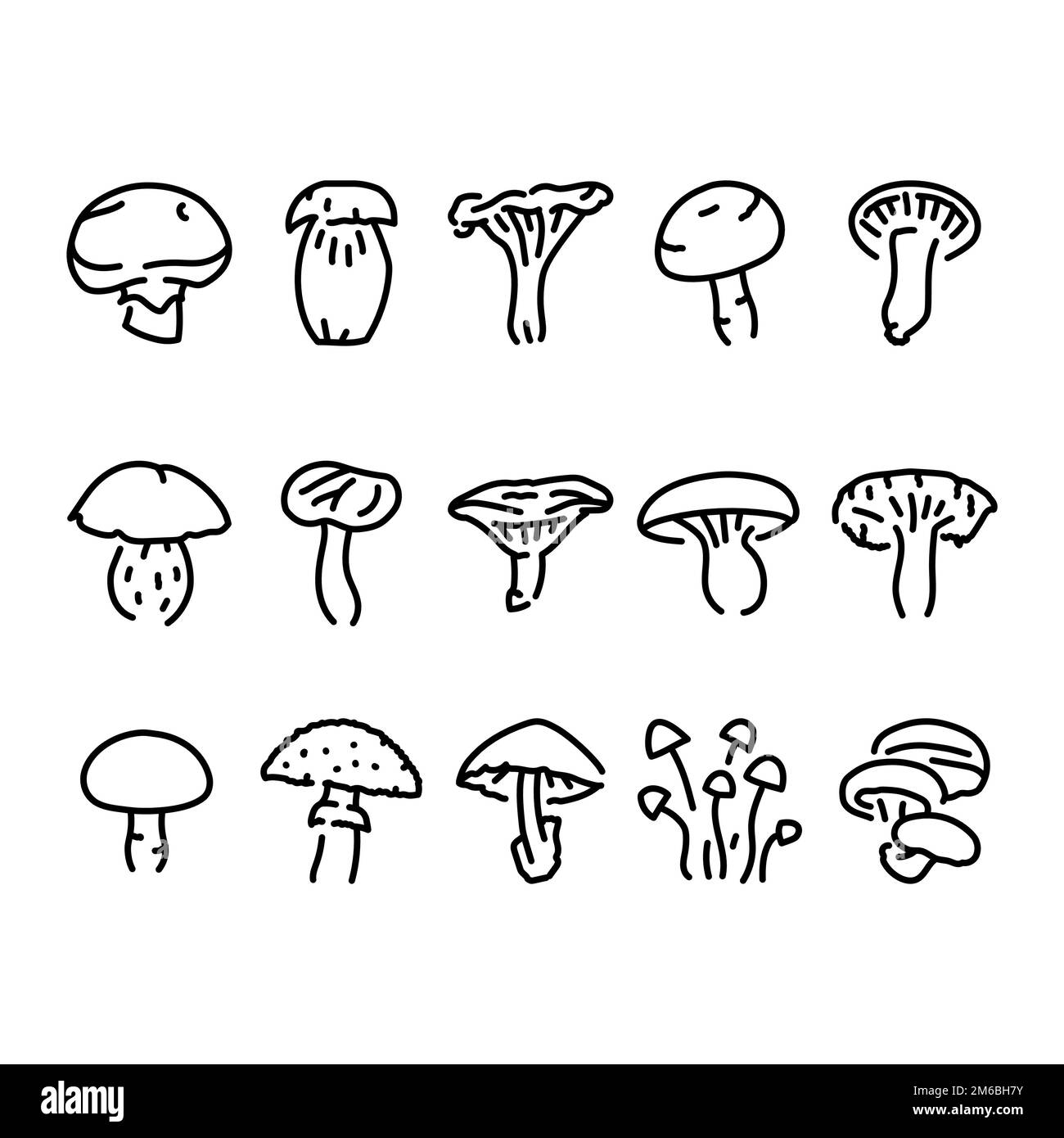 Jeu d'icônes de couleur de champignons. Ingrédients de cuisson. Pictogrammes pour la page Web, l'application mobile, la promotion. Illustration de Vecteur
