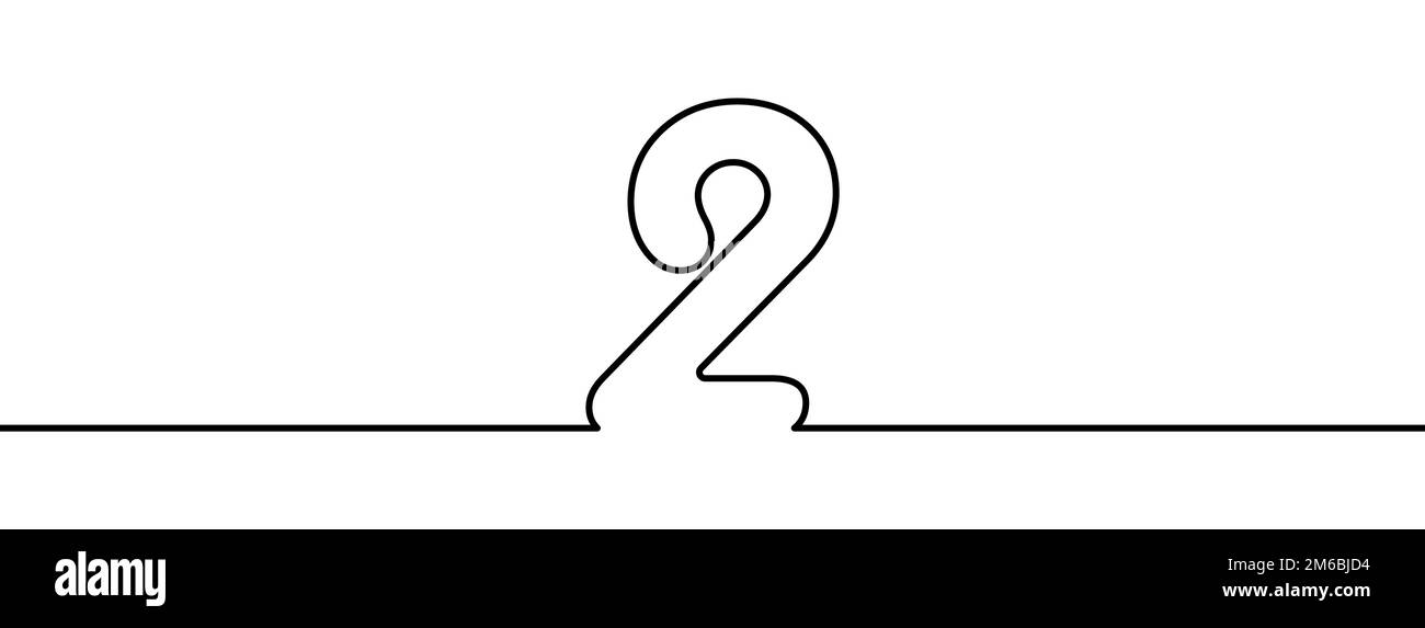 Numéro 2 dans le style de mise en plan de ligne continue. Dessin au trait du numéro deux. Illustration vectorielle. Schéma abstrait numéro 2 Illustration de Vecteur
