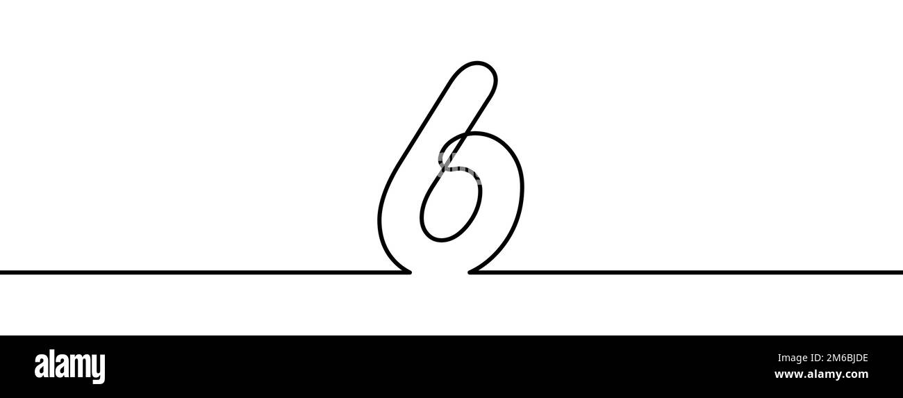 Numéro 6 dans le style de mise en plan de ligne continue. Dessin au trait du numéro six. Illustration vectorielle. Schéma abstrait numéro 6 Illustration de Vecteur