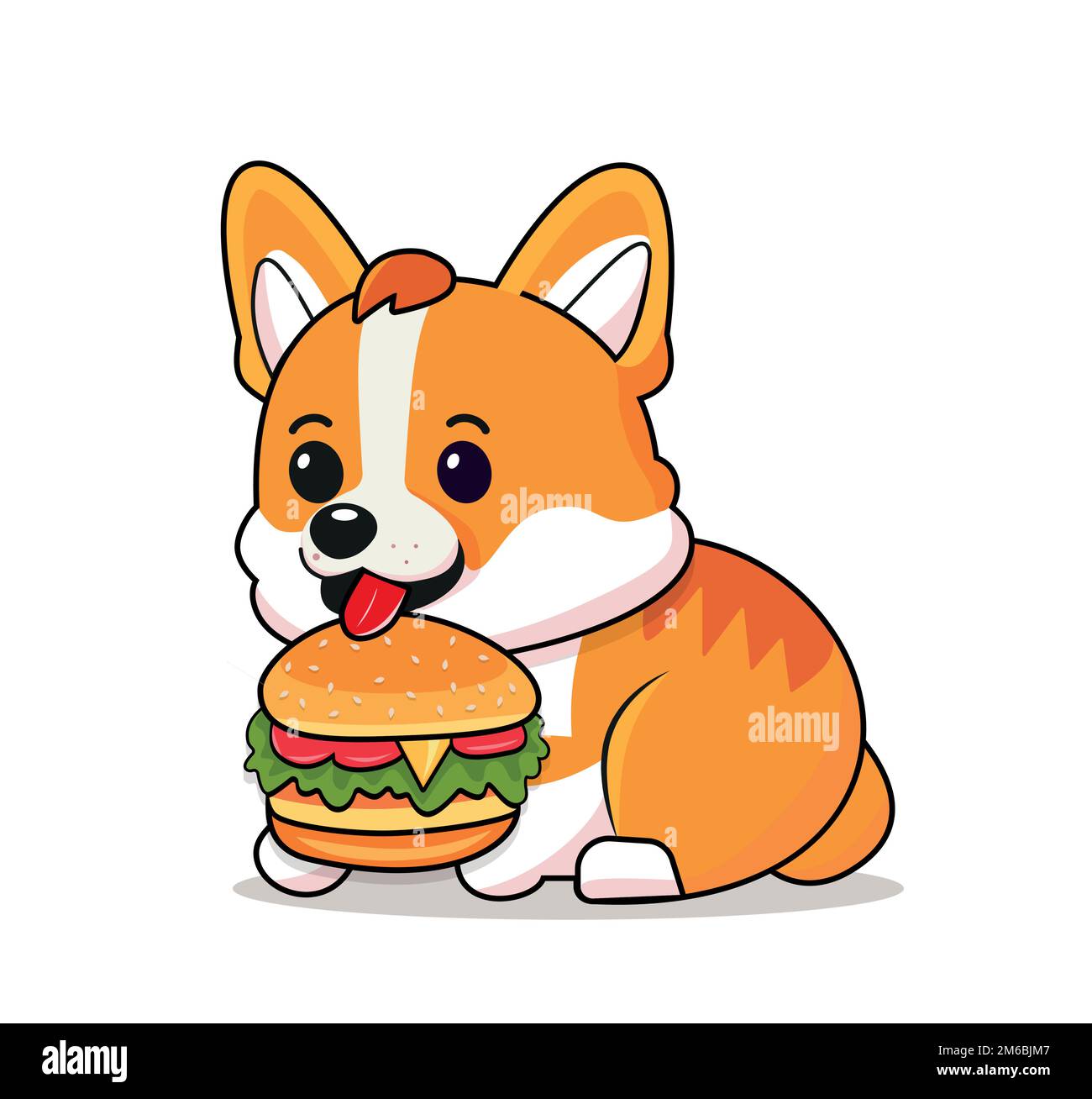 Illustration de dessin animé de hamburger mignon shiba inu manger EPS 10 Illustration de Vecteur