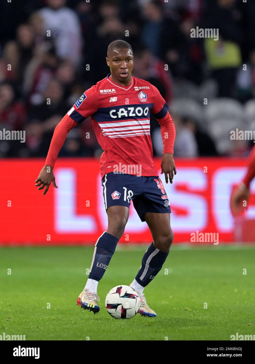 LILLE - Bafode Diakite du LOSC Lille pendant le match de la Ligue française 1 entre l'OSC de Lille et le Stade de Reims au stade Pierre-Mauroy sur 2 janvier 2022 à Lille, France. AP | hauteur néerlandaise | Gerrit van Cologne Banque D'Images