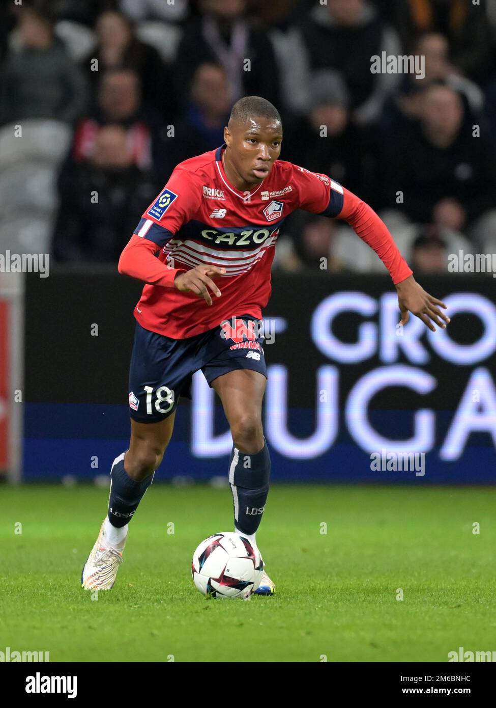 LILLE - Bafode Diakite du LOSC Lille pendant le match de la Ligue française 1 entre l'OSC de Lille et le Stade de Reims au stade Pierre-Mauroy sur 2 janvier 2022 à Lille, France. AP | hauteur néerlandaise | Gerrit van Cologne Banque D'Images