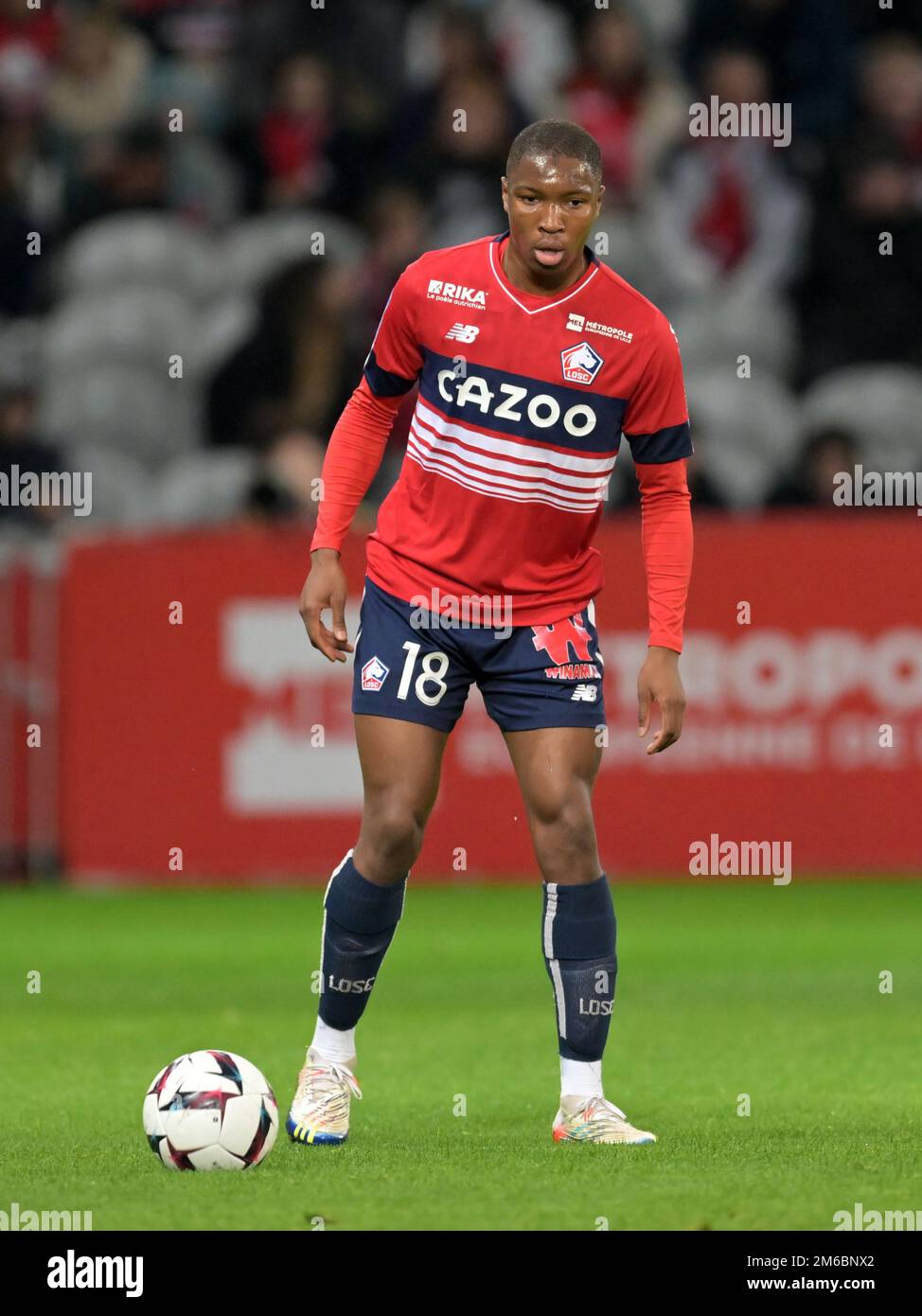 LILLE - Bafode Diakite du LOSC Lille pendant le match de la Ligue française 1 entre l'OSC de Lille et le Stade de Reims au stade Pierre-Mauroy sur 2 janvier 2022 à Lille, France. AP | hauteur néerlandaise | Gerrit van Cologne Banque D'Images