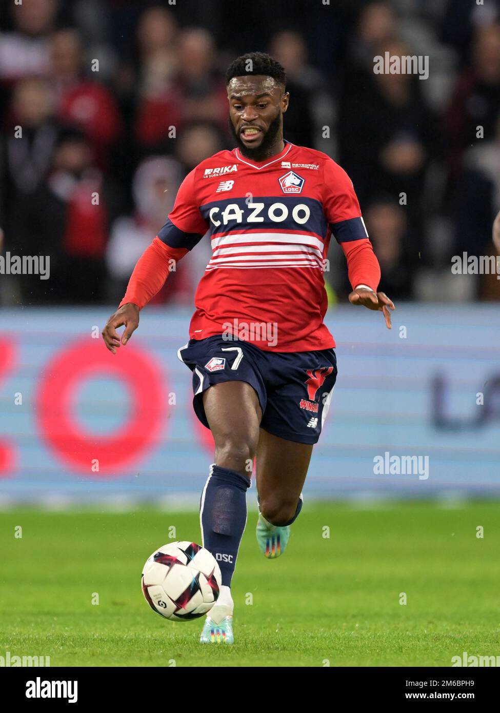 LILLE - Jonathan Bamba de Lille OSC pendant le match de la Ligue française 1 entre Lille OSC et le Stade de Reims au stade Pierre-Mauroy sur 2 janvier 2022 à Lille, France. AP | hauteur néerlandaise | Gerrit van Cologne Banque D'Images