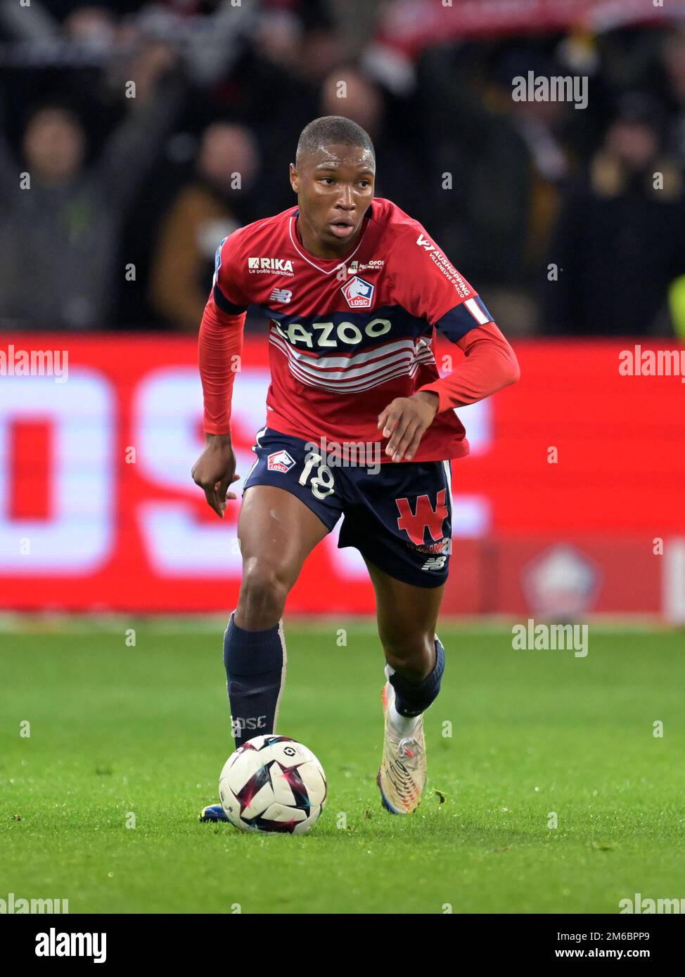 LILLE - Bafode Diakite du LOSC Lille pendant le match de la Ligue française 1 entre l'OSC de Lille et le Stade de Reims au stade Pierre-Mauroy sur 2 janvier 2022 à Lille, France. AP | hauteur néerlandaise | Gerrit van Cologne Banque D'Images