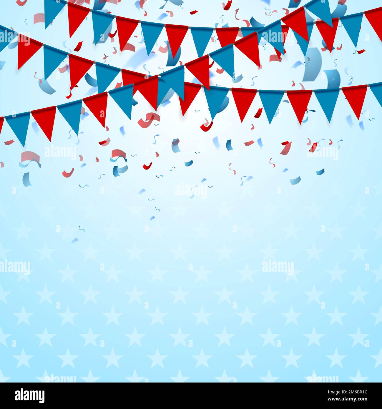 Drapeaux de fête abstrait USA fond avec confetti Banque D'Images