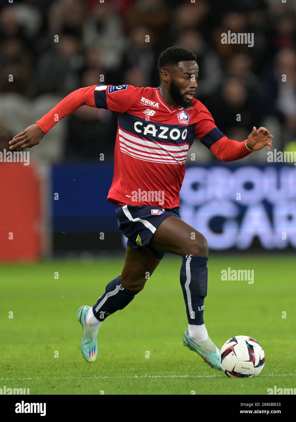 LILLE - Jonathan Bamba de Lille OSC pendant le match de la Ligue française 1 entre Lille OSC et le Stade de Reims au stade Pierre-Mauroy sur 2 janvier 2022 à Lille, France. AP | hauteur néerlandaise | Gerrit van Cologne Banque D'Images
