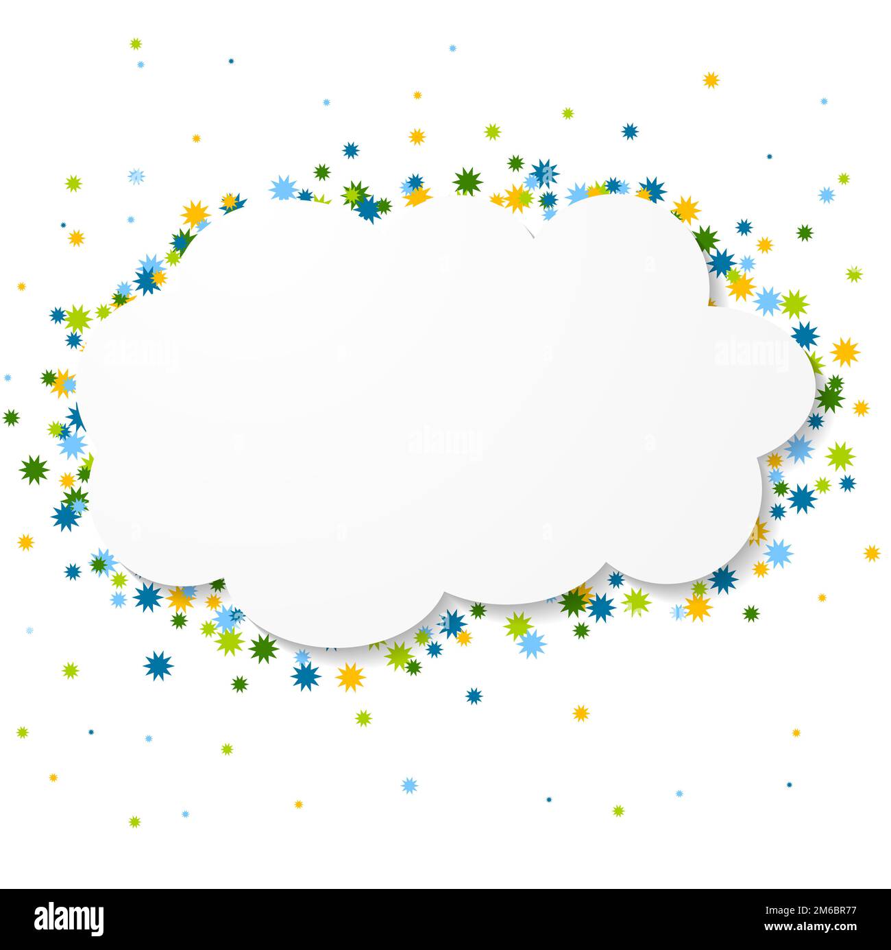 Nuage de papier blanc vierge avec cercles colorés Banque D'Images