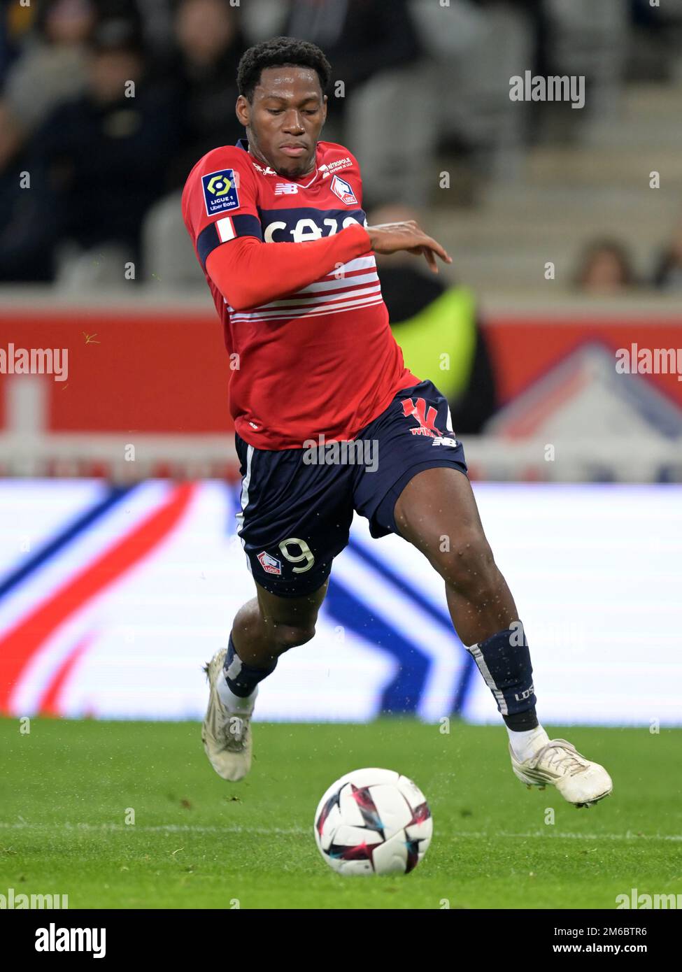 LILLE - Jonathan David du LOSC Lille pendant le match de la Ligue française 1 entre l'OSC de Lille et le Stade de Reims au stade Pierre-Mauroy sur 2 janvier 2022 à Lille, France. AP | hauteur néerlandaise | Gerrit van Cologne Banque D'Images