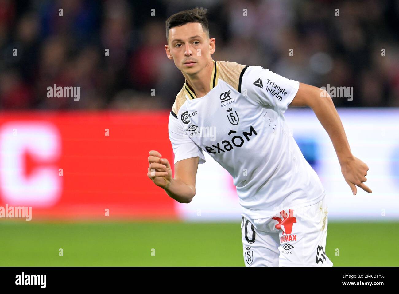 LILLE - Alexis bascule du Stade Reims pendant le match de la Ligue française 1 entre l'OSC de Lille et le Stade de Reims au stade Pierre-Mauroy sur 2 janvier 2022 à Lille, France. AP | hauteur néerlandaise | Gerrit van Cologne Banque D'Images