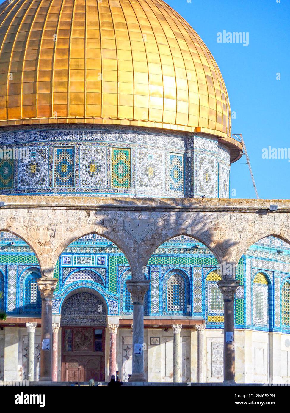 Détail du Dôme de la Mosquée de roche sur le Mont du Temple à Jérusalem Israël Banque D'Images