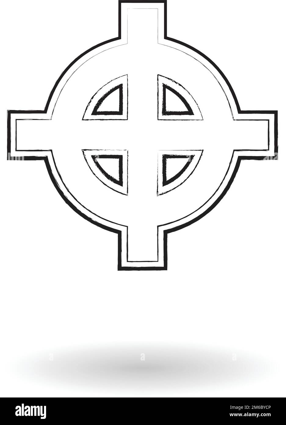 Illustration du vecteur d'esquisse Celtic Cross, silhouette croisée isolée sur fond blanc Illustration de Vecteur