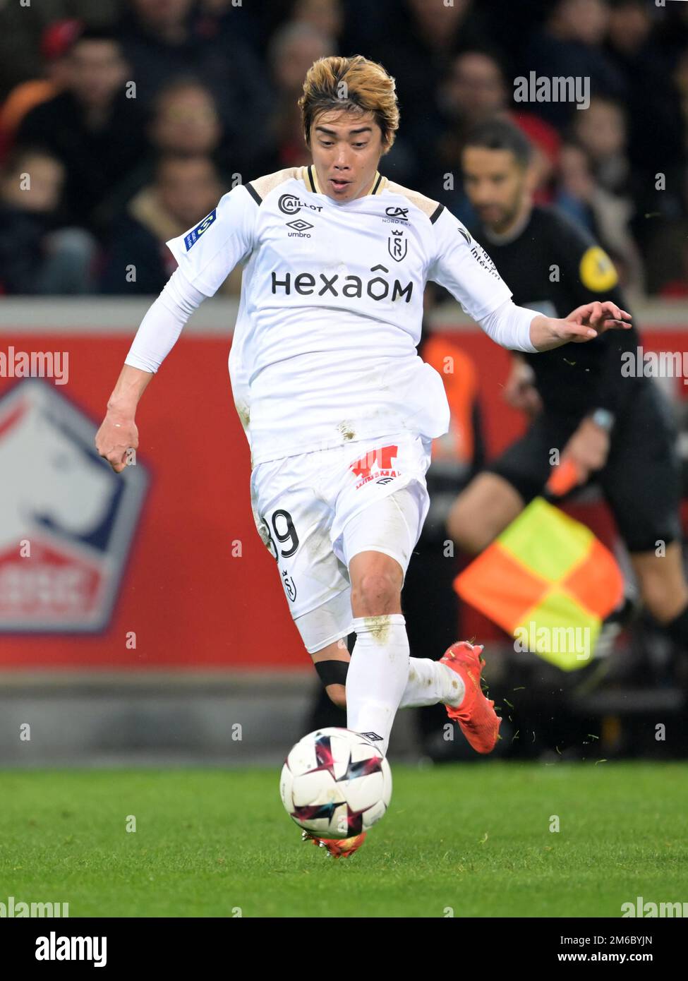 LILLE - Junya Ito du Stade Reims pendant le match de la Ligue française 1 entre Lille OSC et Stade de Reims au stade Pierre-Mauroy sur 2 janvier 2022 à Lille, France. AP | hauteur néerlandaise | Gerrit van Cologne Banque D'Images