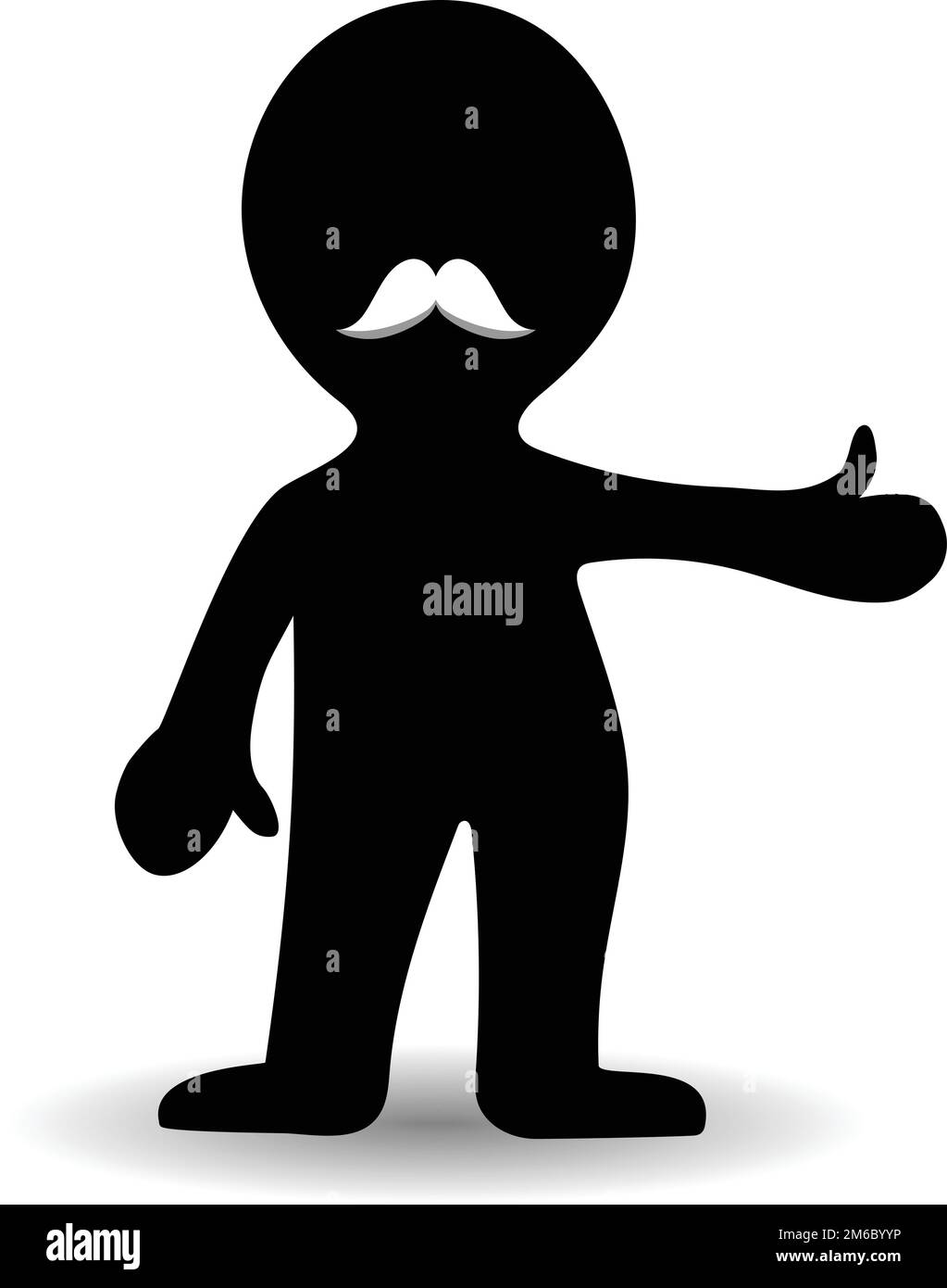 Moustache homme de jour personnage, silhouette gentleman forme isolée sur fond blanc, illustration vectorielle Illustration de Vecteur