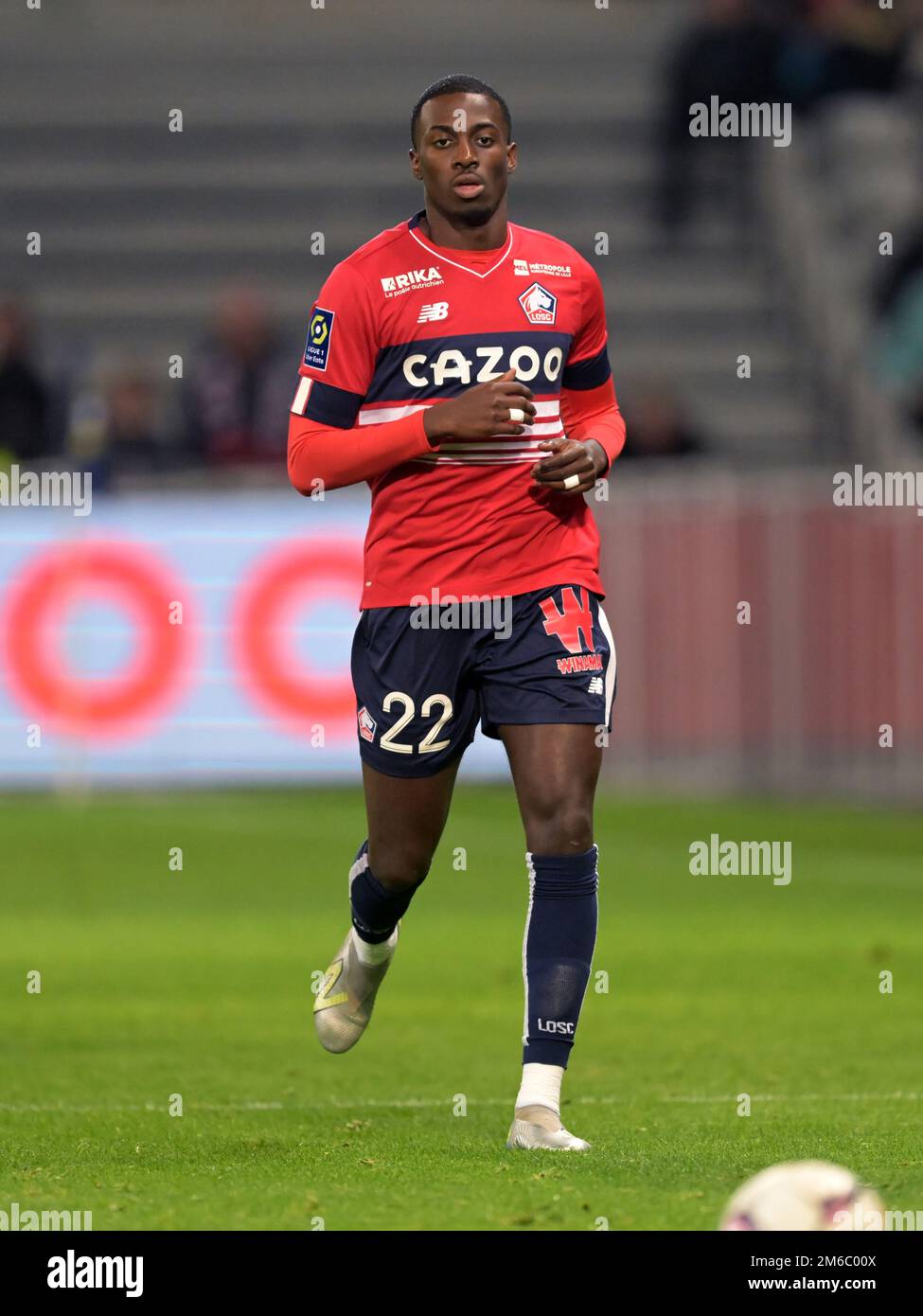 LILLE - Timothy Weah du LOSC Lille pendant le match de la Ligue française 1 entre Lille OSC et le Stade de Reims au stade Pierre-Mauroy sur 2 janvier 2022 à Lille, France. AP | hauteur néerlandaise | Gerrit van Cologne Banque D'Images