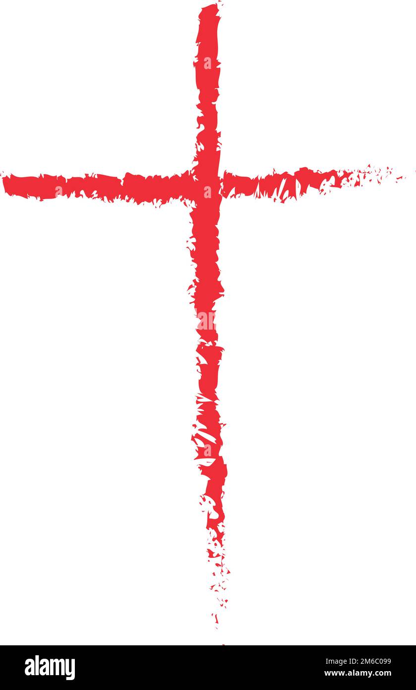 Illustration de vecteur d'esquisse en croix romaine, forme rouge croisée isolée sur fond blanc Illustration de Vecteur