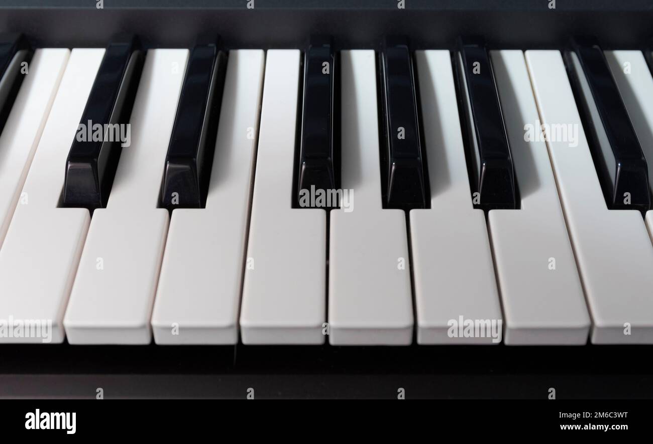 Touches de piano, sept notes. gros plan Banque D'Images