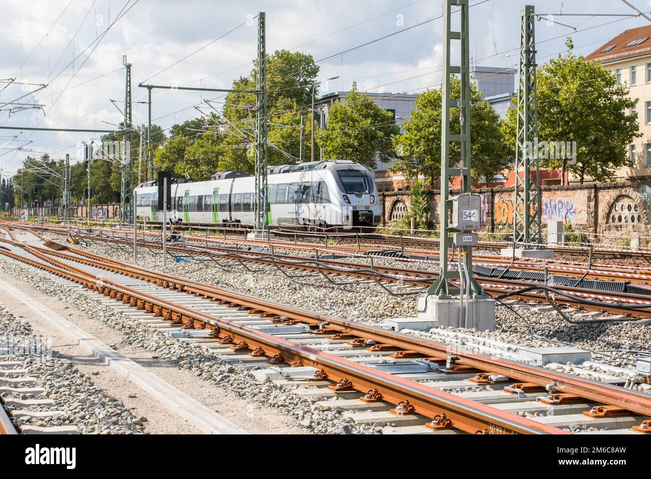 Dernier travail de construction à la nouvelle ligne à grande vitesse de Leipzig Banque D'Images