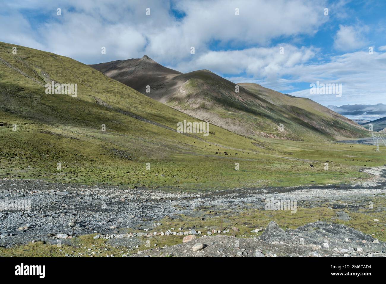 Paysage le long du chemin entre Karo la Pass et Simu la Pass, Tibet Banque D'Images