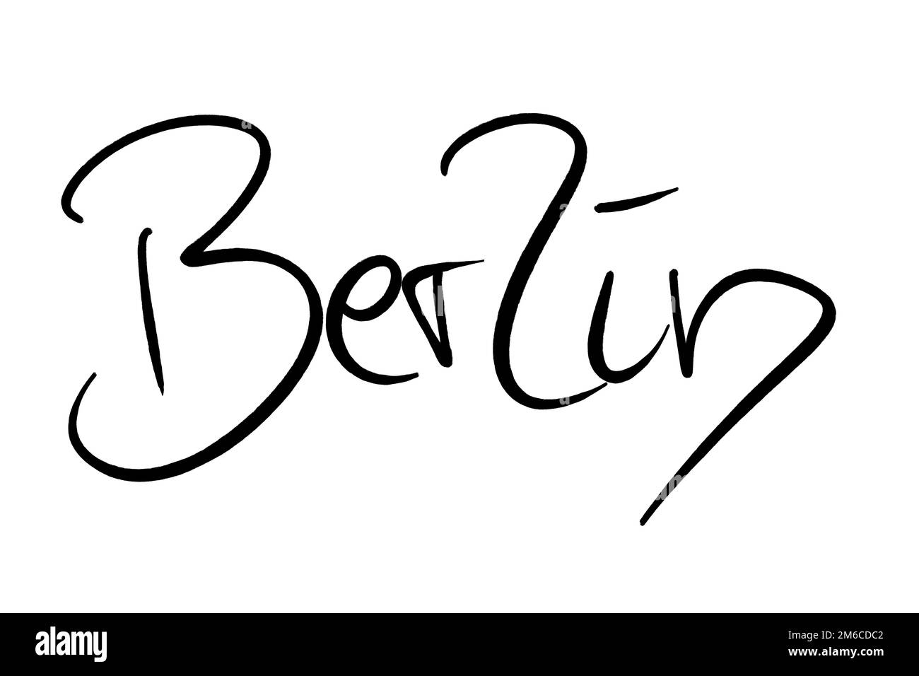 Nom de ville manuscrit noir sur blanc Banque D'Images