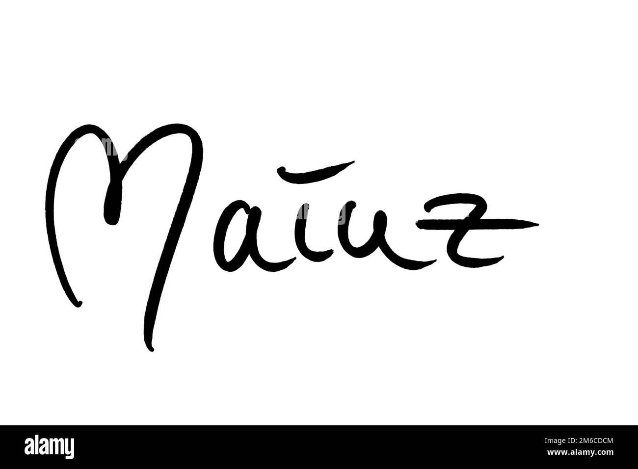 Nom de ville manuscrit noir sur blanc Banque D'Images