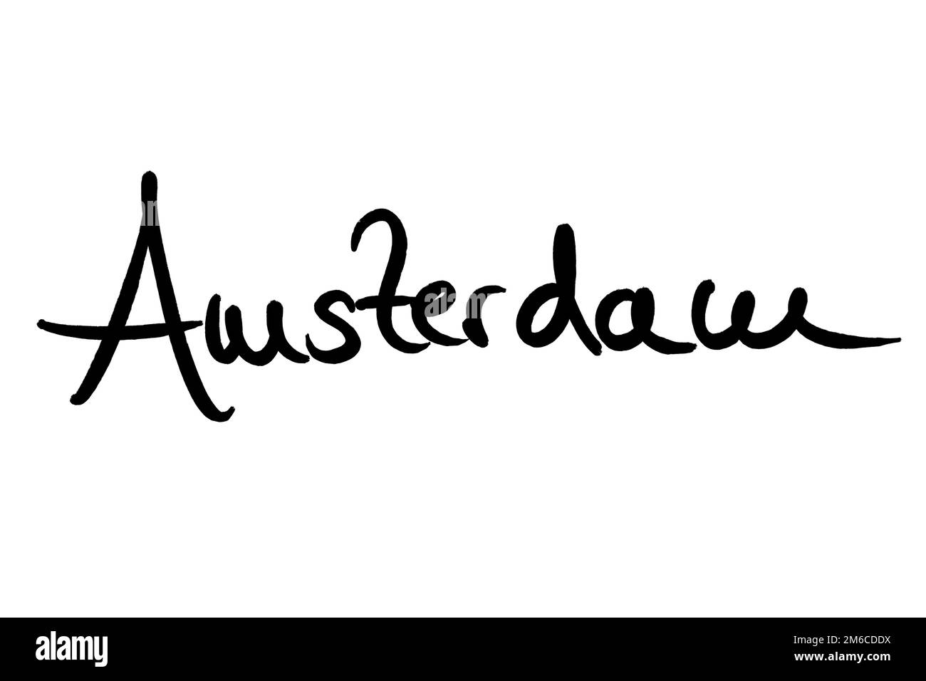 Nom de ville manuscrit noir sur blanc Banque D'Images