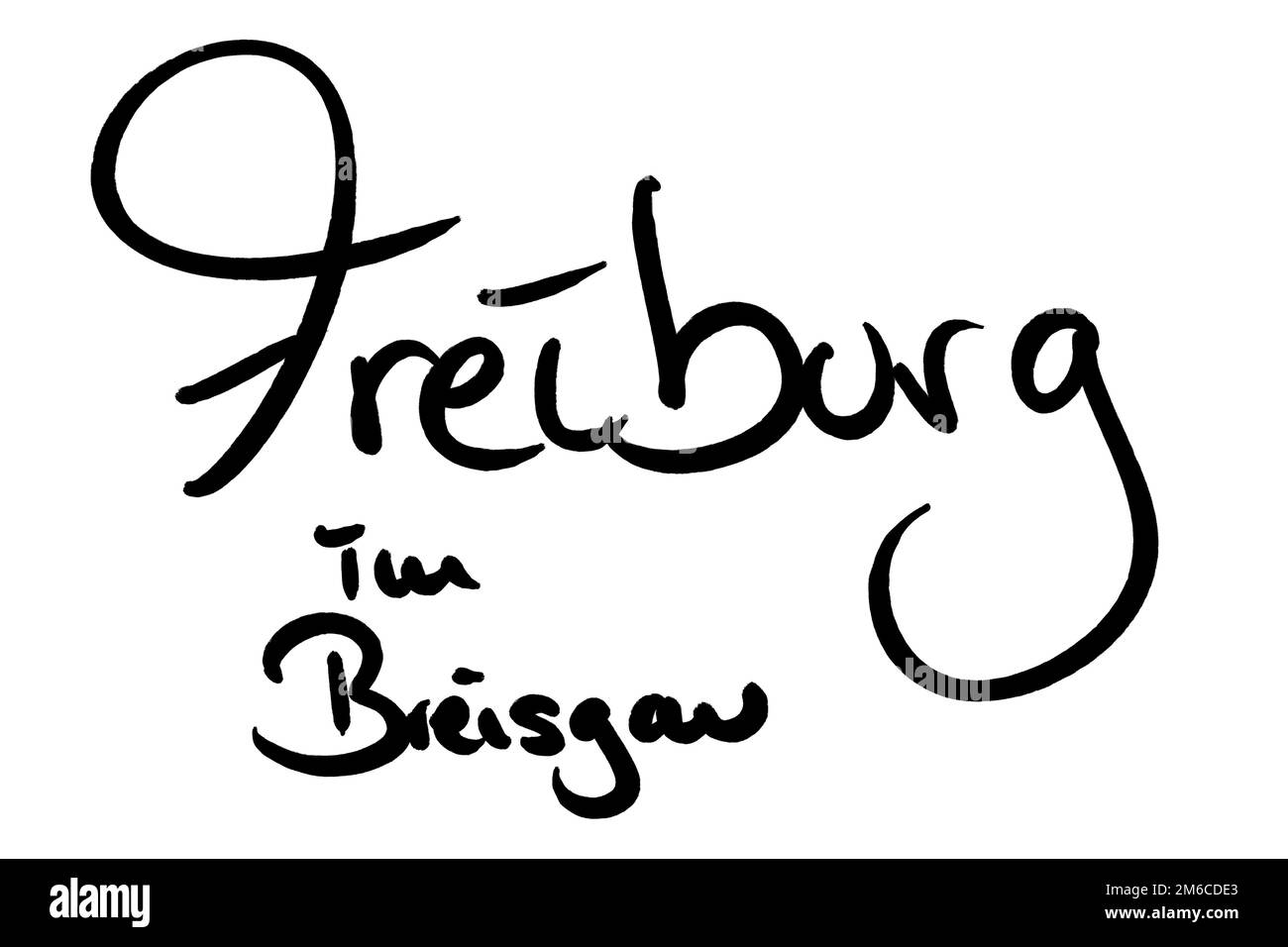 Nom de ville manuscrit noir sur blanc Banque D'Images