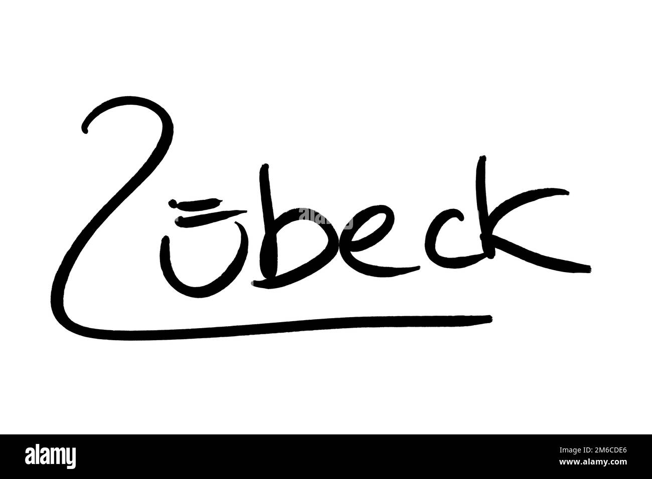 Nom de ville manuscrit noir sur blanc Banque D'Images