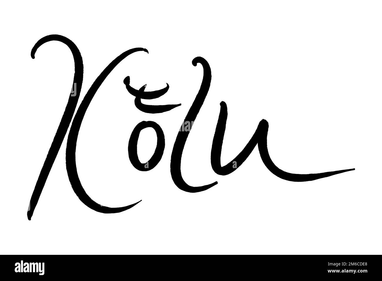 Nom de ville manuscrit noir sur blanc Banque D'Images