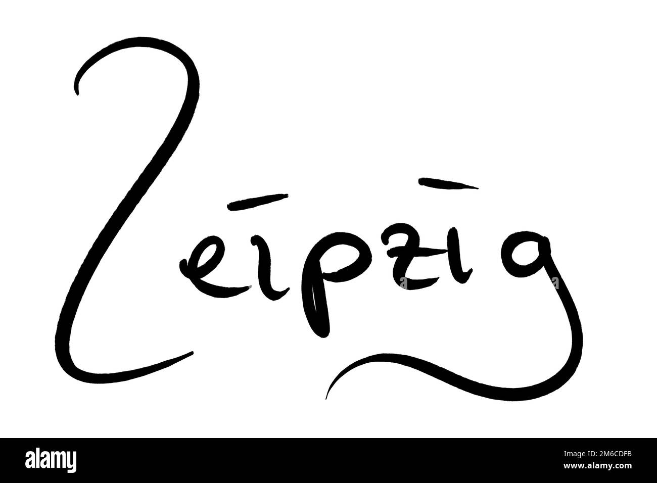 Nom de ville manuscrit noir sur blanc Banque D'Images