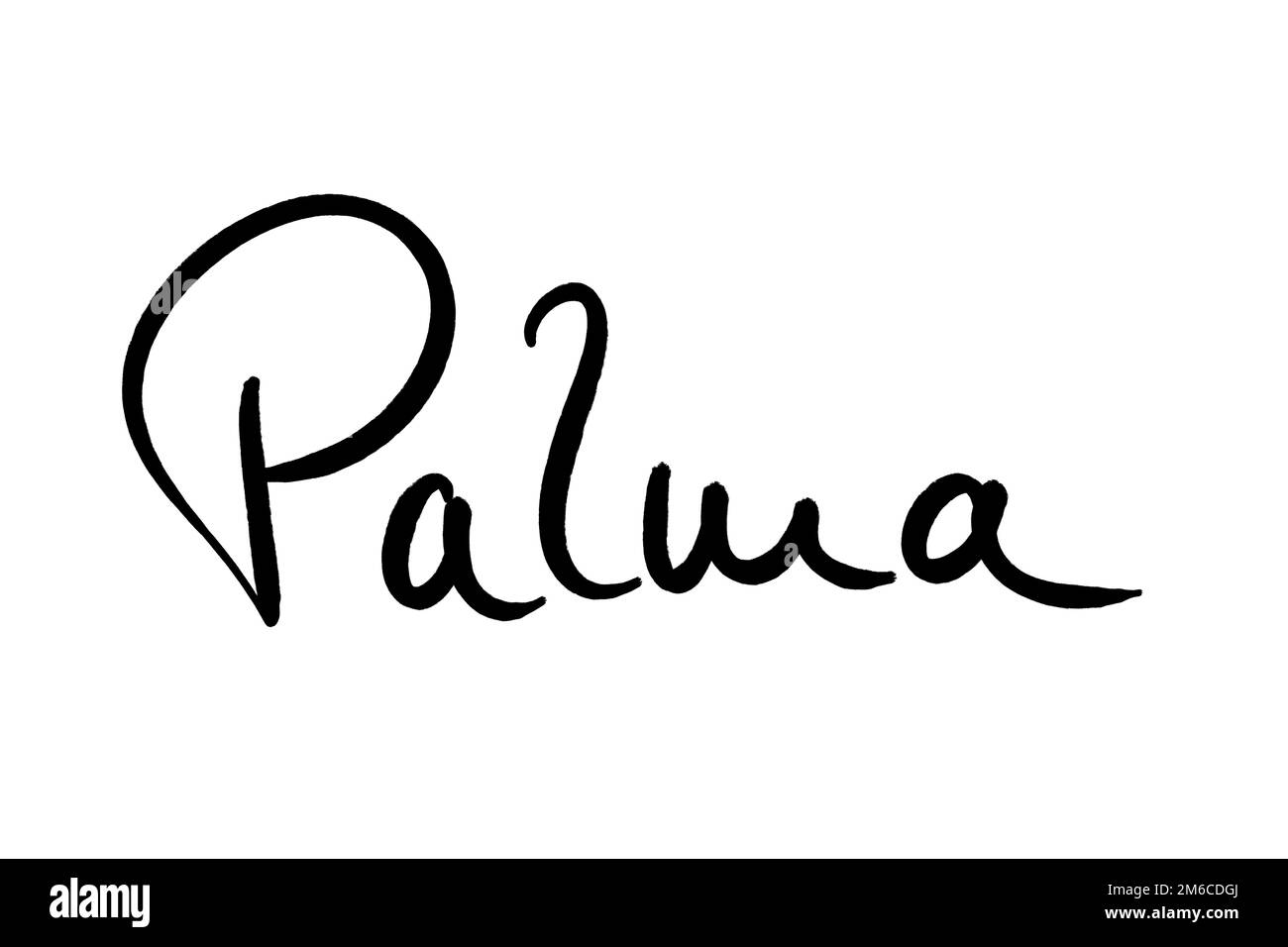 Nom de ville manuscrit noir sur blanc Banque D'Images