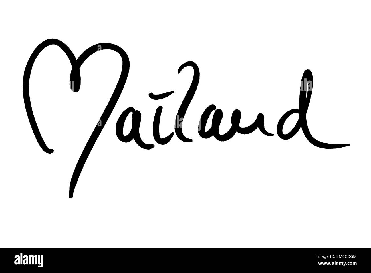 Nom de ville manuscrit noir sur blanc Banque D'Images