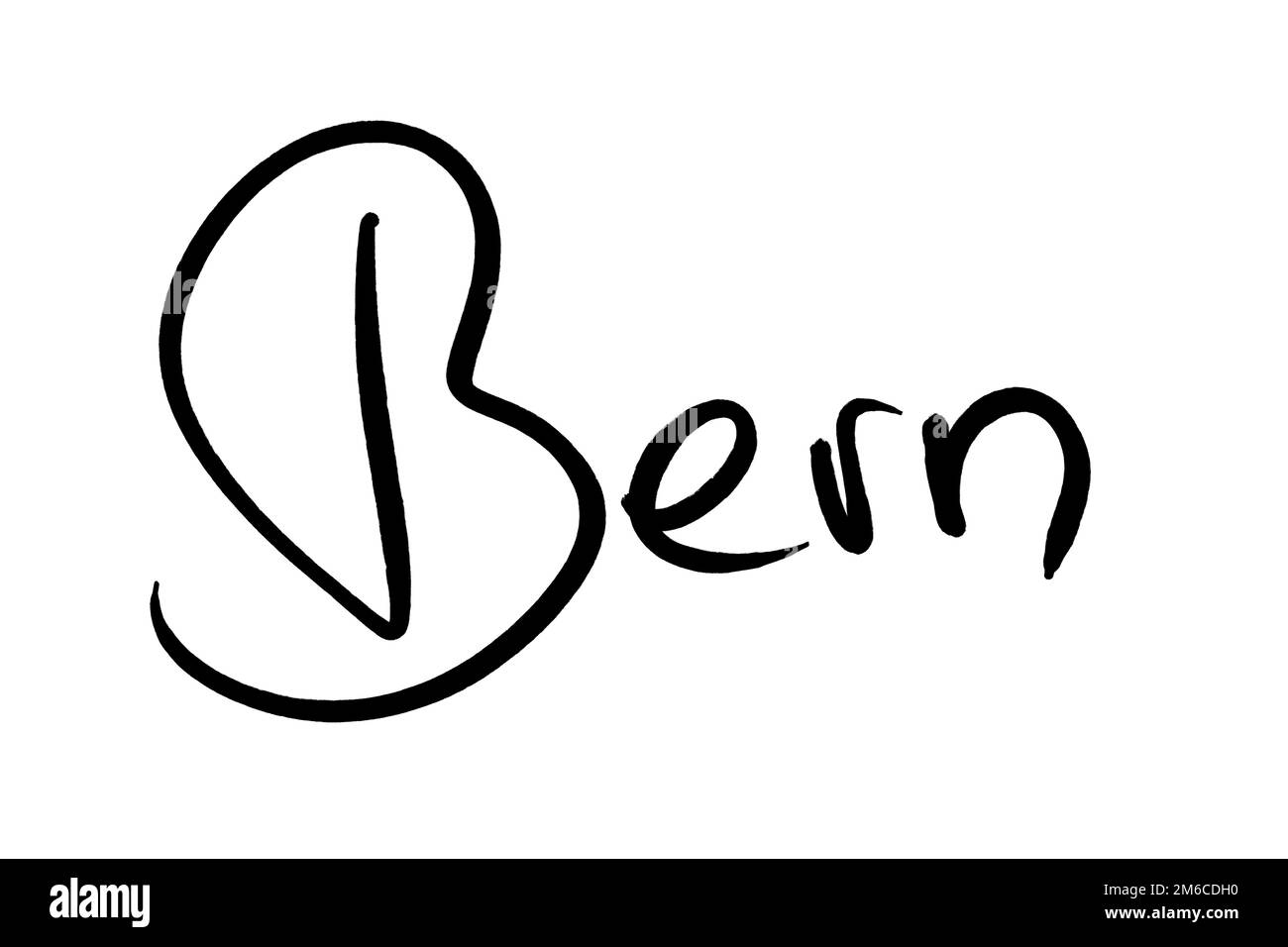 Nom de ville manuscrit noir sur blanc Banque D'Images