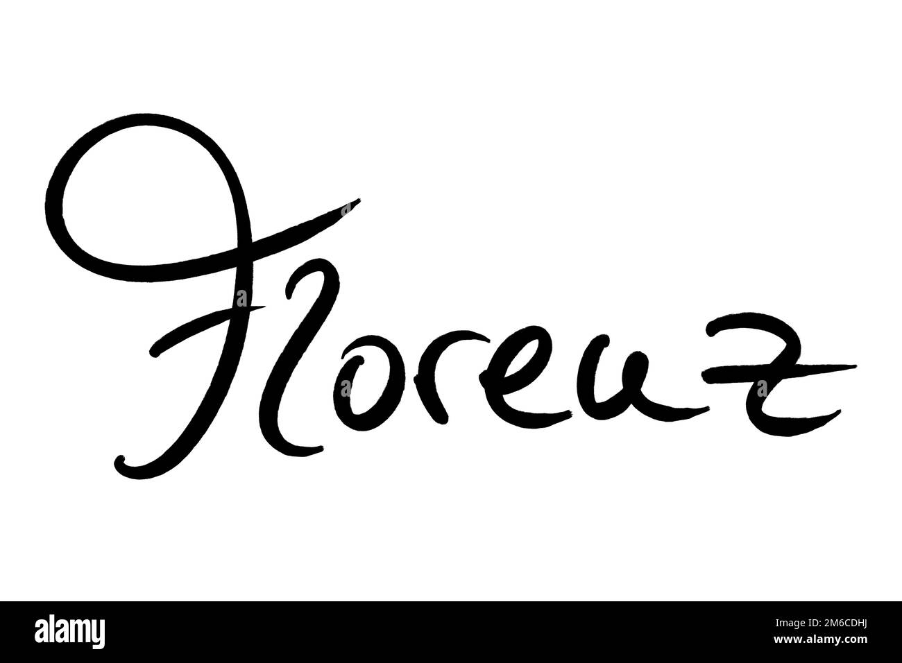 Nom de ville manuscrit noir sur blanc Banque D'Images