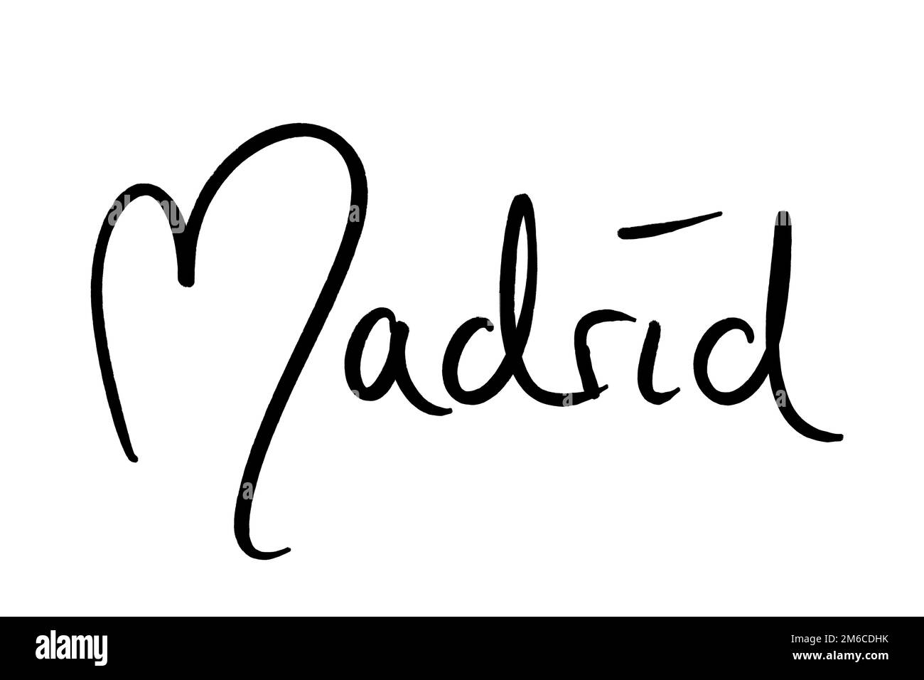 Nom de ville manuscrit noir sur blanc Banque D'Images