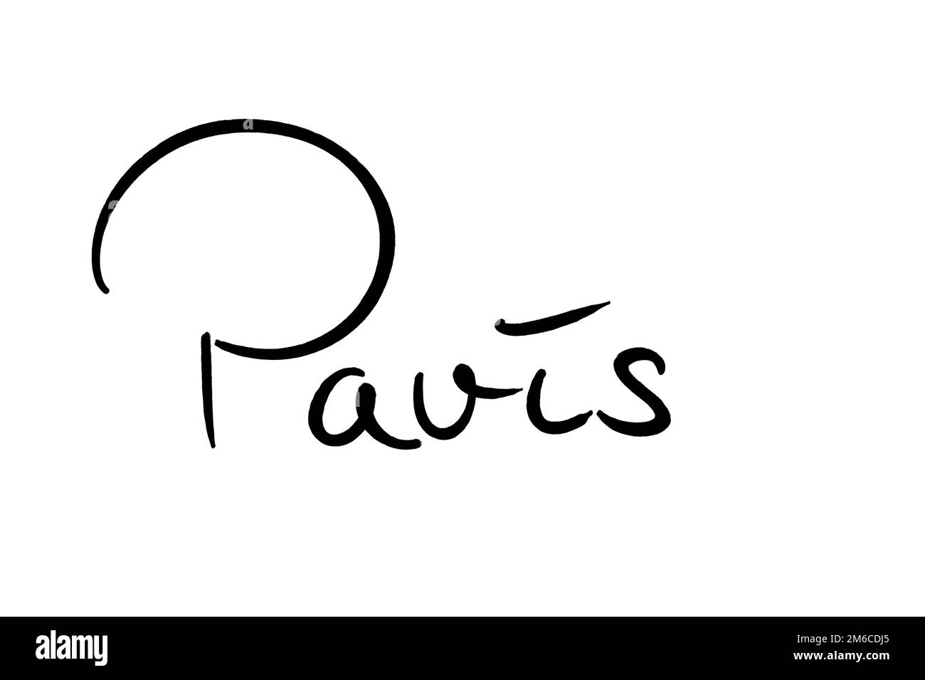 Nom de ville manuscrit noir sur blanc Banque D'Images