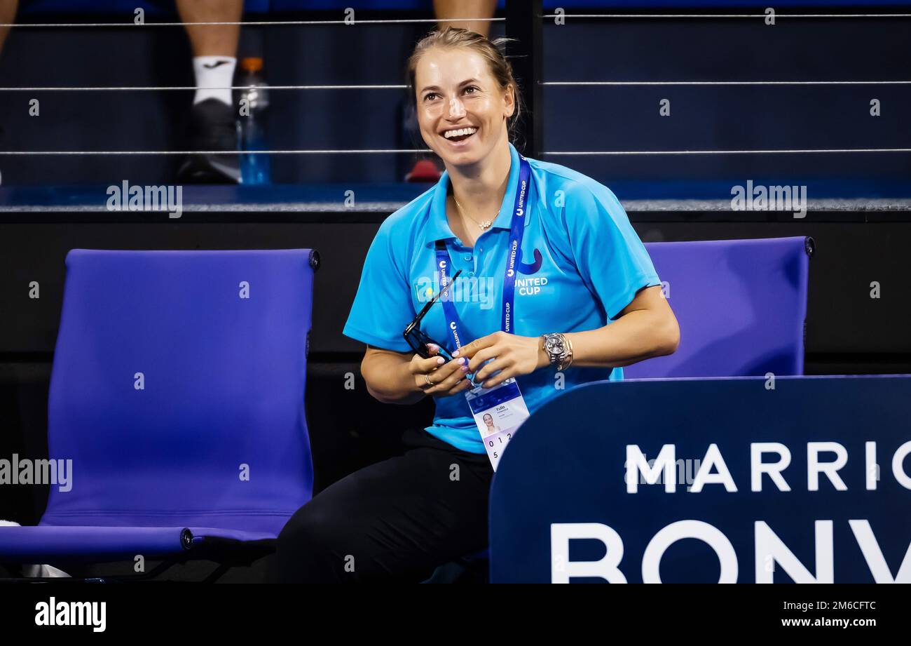 Yulia Putintseva, du Kazakhstan, lors de la deuxième égalité à la coupe des Nations Unies de Brisbane 2023 sur 1 janvier 2023 à Brisbane, Australie - photo : Rob Prange/DPPI/LiveMedia Banque D'Images