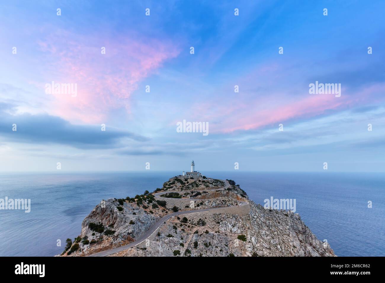 Majorque Cap Formentor soir ciel phare mer texte espace libre voyage Espagne Banque D'Images