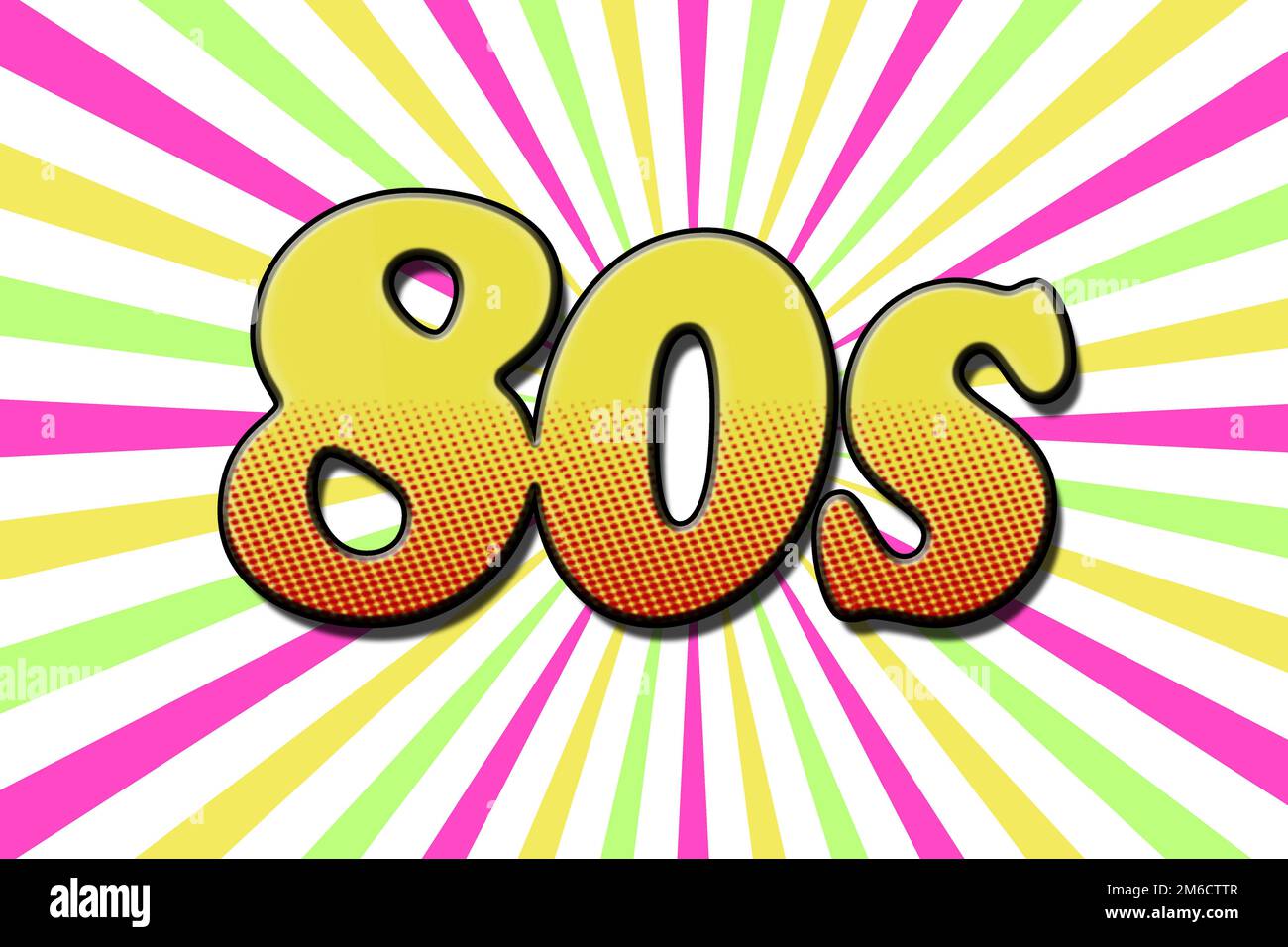 Inscription 80s en style dessin animé Banque D'Images